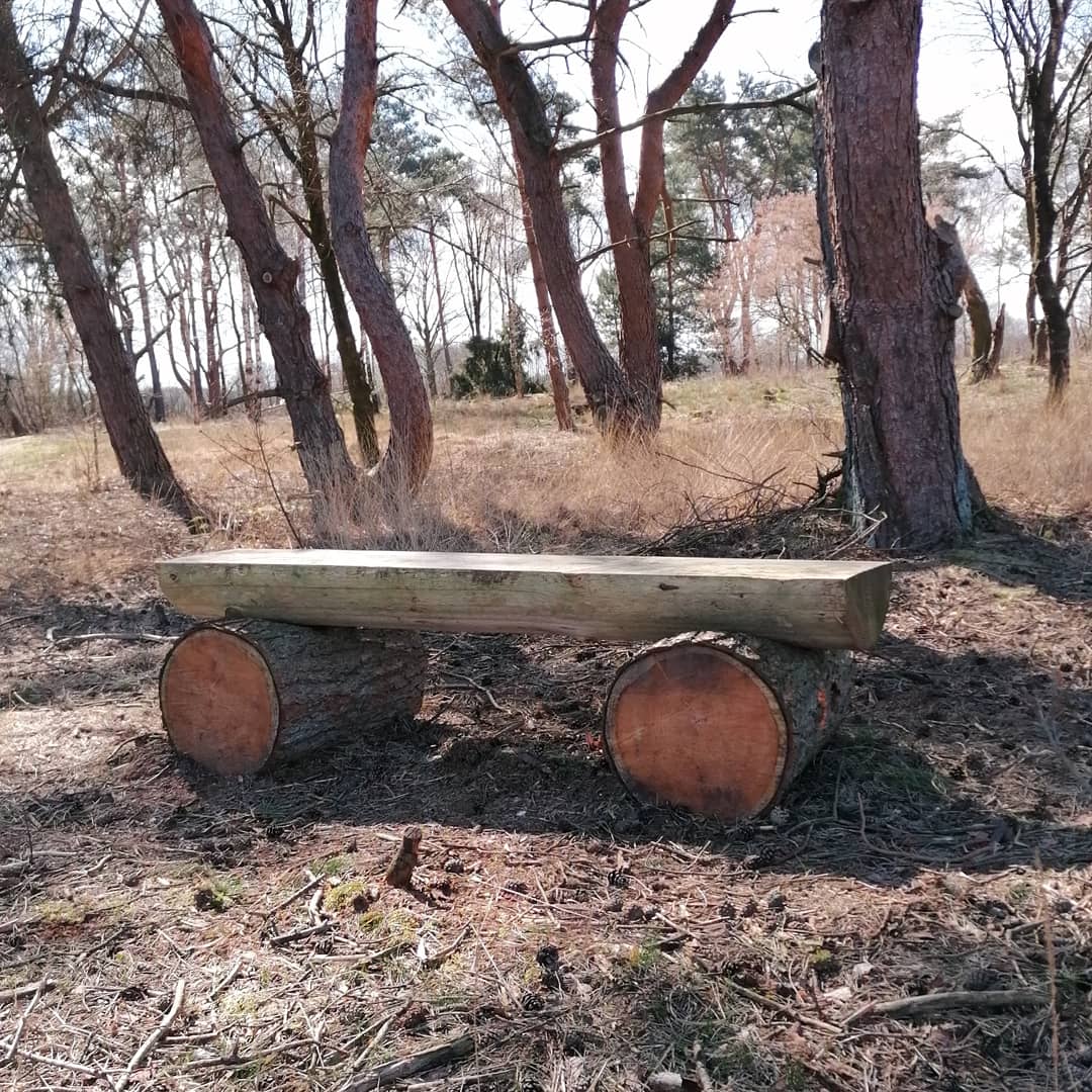 Hoogengraven houten bankje op natuurbegraafplaats